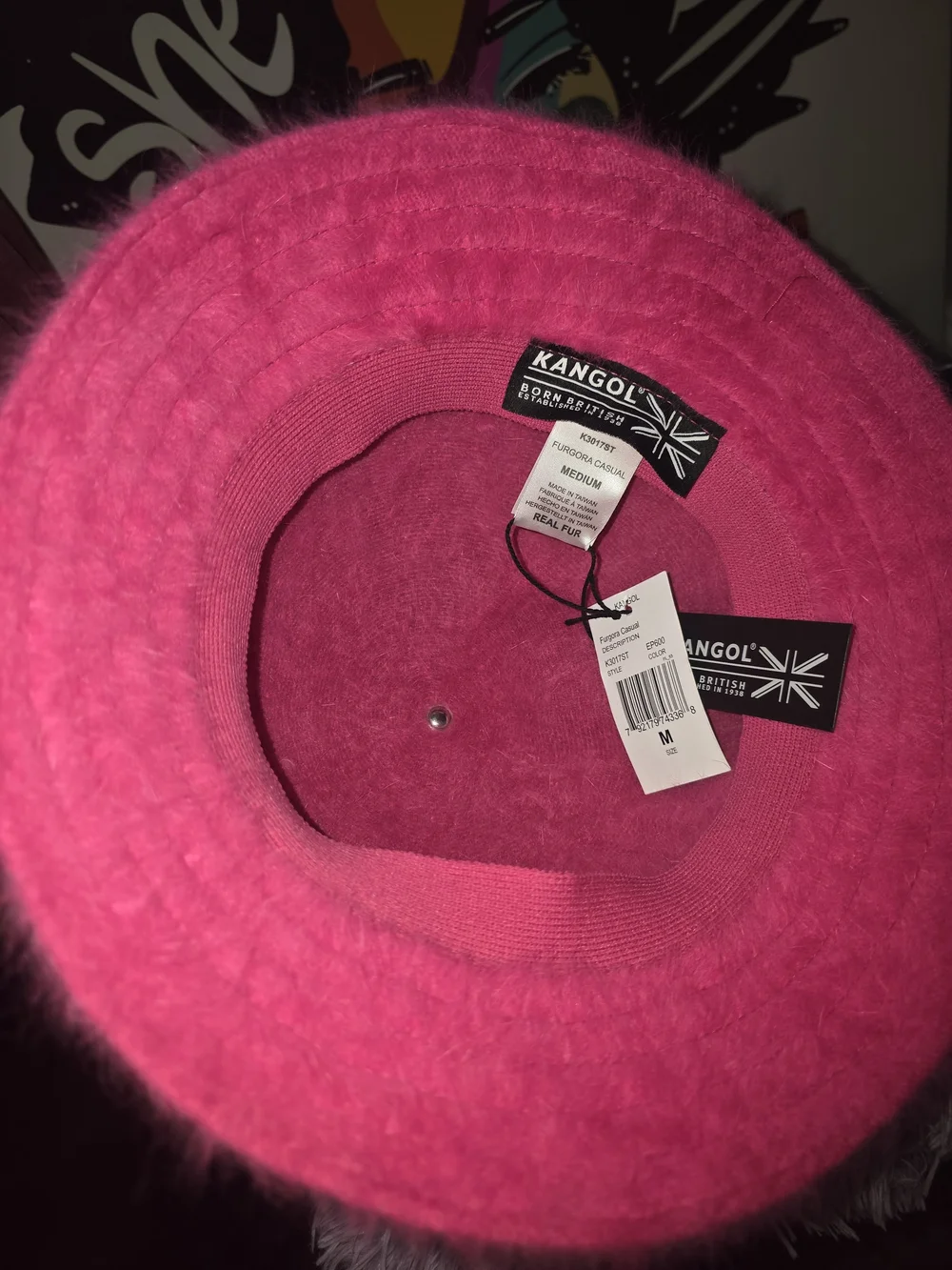 Kangol Women's Fuzzy Pink Bucket Hat